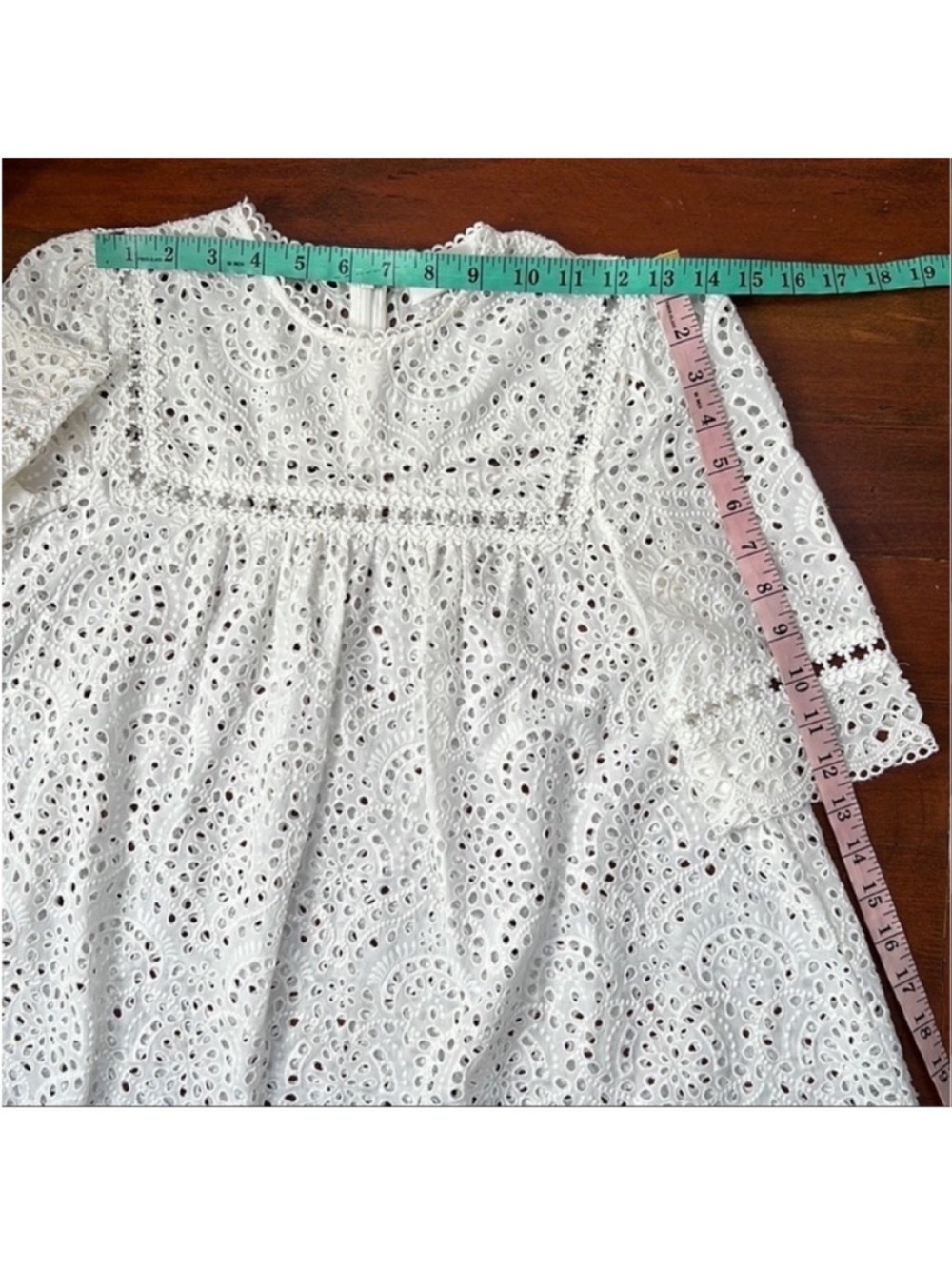 Zimmerman Lace Eyelet Short Sleeve Top in Pearl White Like New EUC - Picture 7 of 14